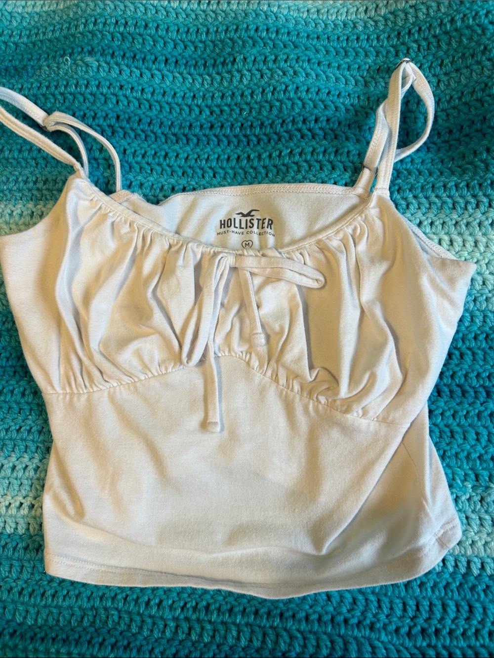 Hollister white Spaghetti Strap Tie-Front Cami